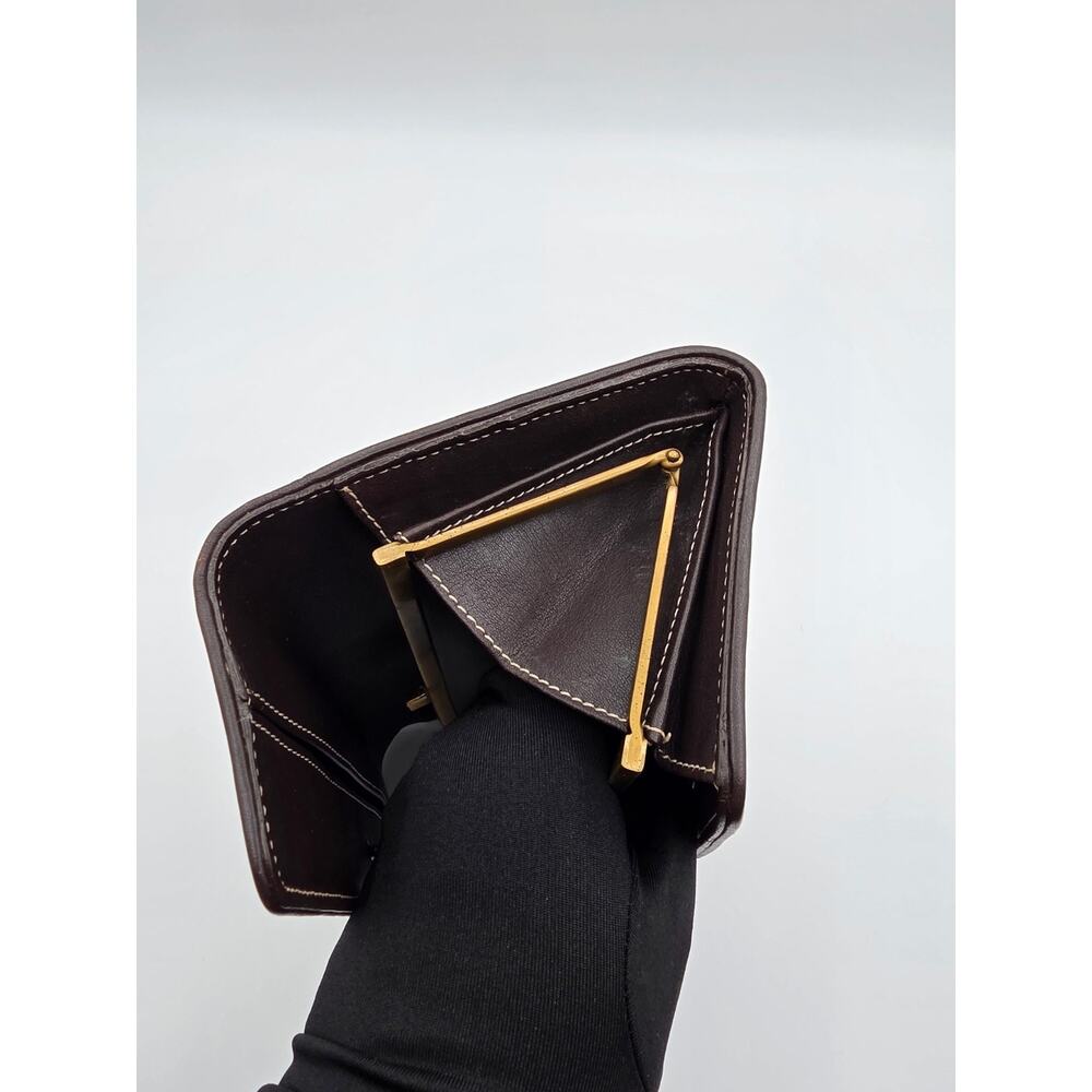 Celine Macadam Canvas Long Wallet Brown Triomphe Kiss Lock Coin Purse Vintage - Picture 15 of 16